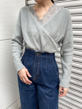 「カシュクールニット」｜藤井さん（レディース・166cm）の冬コーディネート