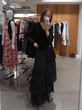 「LAGUNAMOON（ラグナムーン）のメッシュダブルテーラードジャケット（テーラードジャケット、ブラック系）」を使った、藤井さん（レディース・167cm）の春コーディネート