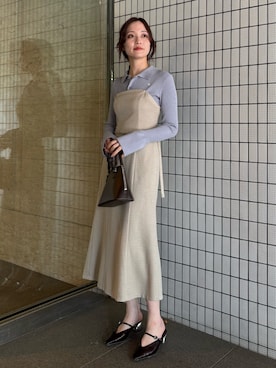 「アイテム（その他シューズ、ブラウン系）」を使った、藤井さん（レディース・167cm）の夏コーディネート
