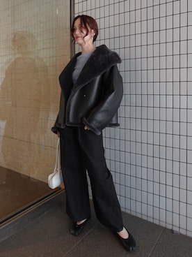 「アイテム（ムートンコート）」を使った、藤井さん（レディース・167cm）の秋コーディネート