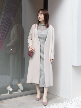 「アイテム（パンプス、ピンク系）」を使った、藤井さん（レディース・166cm）の秋コーディネート