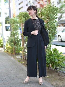「LAGUNAMOON（ラグナムーン）のLADYコンフォートパンプス（パンプス）」を使った、藤井さん（レディース・166cm）の冬コーディネート