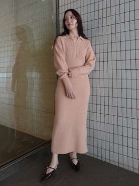 「ピンクニット」｜藤井さん（レディース・167cm）の秋コーディネート