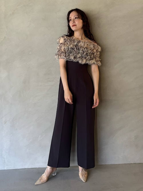 LADYチュールオフショルパンツドレス（パンツドレス