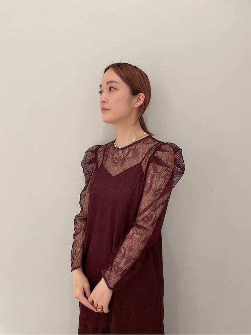 【関税込み】Luna Del Pinal ミディアムドレス ROBE de FLEURS/ローブドフルール】立体フラワー/ パール