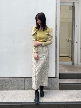 「カラーコート」｜「アイテム（その他アウター）」を使った、藤井さん（レディース・166cm）の冬コーディネート