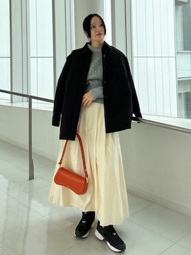 「グレーコーデ」｜「アイテム（ブルゾン）」を使った、藤井さん（レディース・166cm）の冬コーディネート