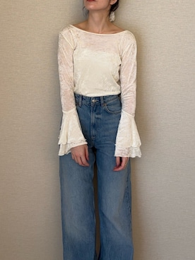 「フレアスリーブ」｜藤井さん（レディース・167cm）の秋コーディネート