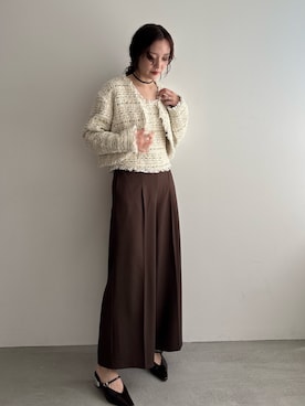 「アイテム（その他シューズ、ブラウン系）」を使った、藤井さん（レディース・167cm）の夏コーディネート