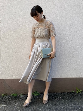 「アイテム（ドレス、シルバー系）」を使った、藤井さん（レディース・166cm）の春コーディネート
