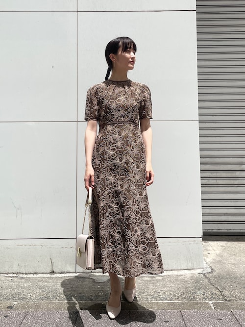 LAGUNAMOON ドレス LADYコード刺繍メッシュワンピース