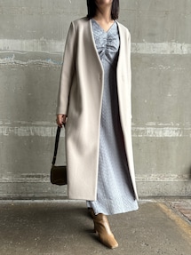 ラグナムーン 22AW ペコラムロングコート ノーカラーコート　ピンク LA2343EW16440_8_l.jpg