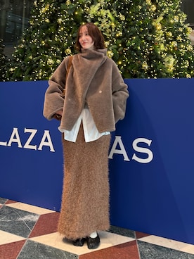 「アイテム（ムートンコート）」を使った、藤井さん（レディース・167cm）の秋コーディネート