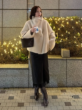 「アイテム（ムートンコート）」を使った、藤井さん（レディース・167cm）の秋コーディネート