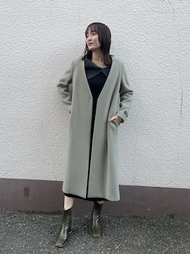 「カラーコート」｜「アイテム（ワンピース/ドレス）」を使った、藤井さん（レディース・166cm）の秋コーディネート