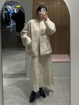 「ニットワンピース」｜「アイテム（ブルゾン）」を使った、藤井さん（レディース・166cm）の秋コーディネート