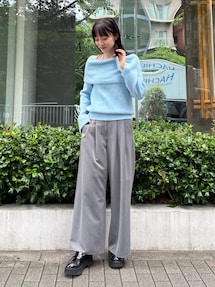 オフショルフレアスリーブニットプルオーバー｜ラグナムーン