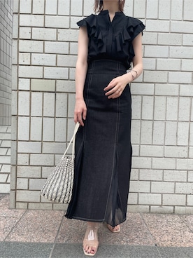 「LAGUNAMOON（ラグナムーン）のアイテム（ブレスレット）」を使った、藤井さん（レディース・166cm）の春コーディネート