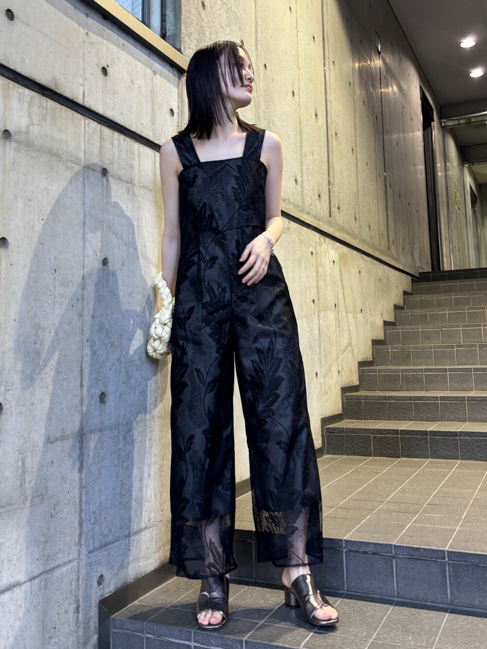 LagunaMoon ブラック オールインワン S LAGUNAMOON 「LAGUNAMOON」 オールインワン SMALL ブラック レディース