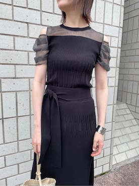 「LAGUNAMOON（ラグナムーン）のアイテム（ブレスレット）」を使った、藤井さん（レディース・166cm）の春コーディネート
