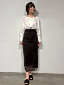 サテンパイピングシアーIラインスカート｜ラグナムーン