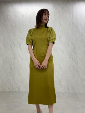 LAGUNAMOON LADYジャカードIラインワンピース（マスタード） LAGUNAMOON LADYジャカードIラインワンピース（マスタード） -靴