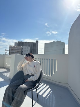 「ツイードパンツ」｜「アイテム（バッグ）」を使った、藤井さん（レディース・166cm）の秋コーディネート