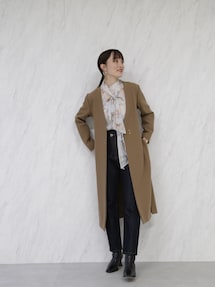 LAGUNAMOONノーカラーコート LAGUNAMOON ラグナムーン ノーカラーロングコート ブルー/S