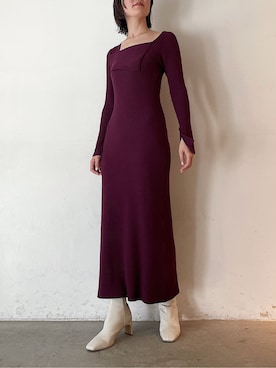 「スタイリング」｜「アイテム（ワンピース/ドレス）」を使った、藤井さん（レディース・166cm）の秋コーディネート