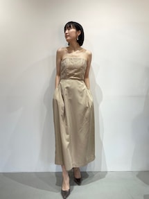 LAGUNAMOON ドレス LADYレース切替カーヴィーラインベアドレス