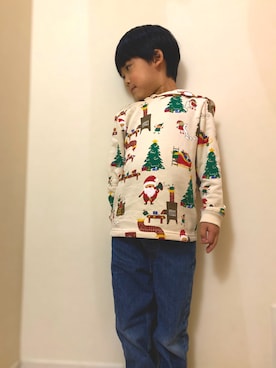 「H&M（エイチ・アンド・エム）のアイテム（パーカー）」を使った、rinatsutwinsさん（キッズ・110cm）の冬コーディネート