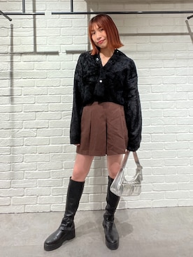 「キュロット」｜「アイテム（ブラウン系）」を使った、sakiさん（レディース・155cm）の冬コーディネート