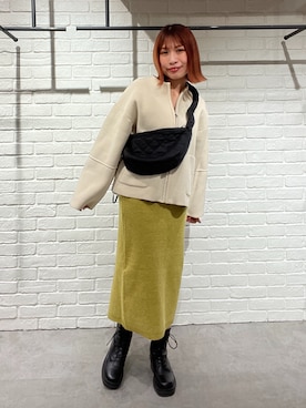 「ニットカーディガン」｜sakiさん（レディース・155cm・30代）の冬コーディネート