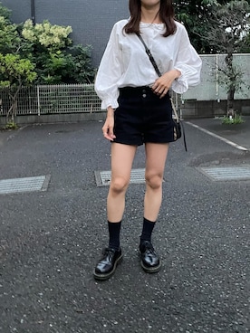 「Dr. Martens（ドクターマーチン）のDr.Martens / ドクターマーチン 1461 3EYE GIBSON SHOE 3ホール ギブソン シューズ ブーツ（ブーツ）」を使った、ㅇㅇㄹさん（レディース・155cm）の夏コーディネート