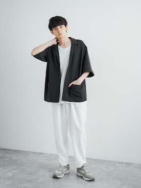 「半袖シャツ」｜「アイテム（セットアップ）」を使った、Rocky Monroeさん（メンズ・176cm）の春コーディネート