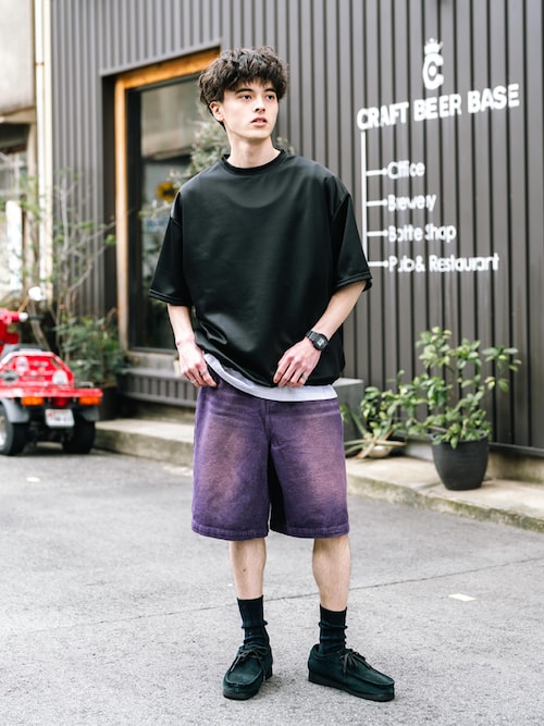 接触冷感 オーバーサイズダンボール裾ドローコード半袖クルーネックTシャツ
