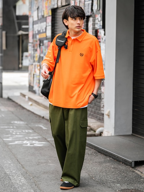 コットンツイルストレッチミリタリーワイドカーゴパンツ