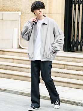 「アイテム（ブルゾン、グレー系）」を使った、Rocky Monroeさん（メンズ・173cm）の秋コーディネート