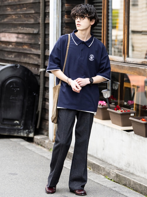 ワイドシルエットセンタープレスフレアデニムパンツ