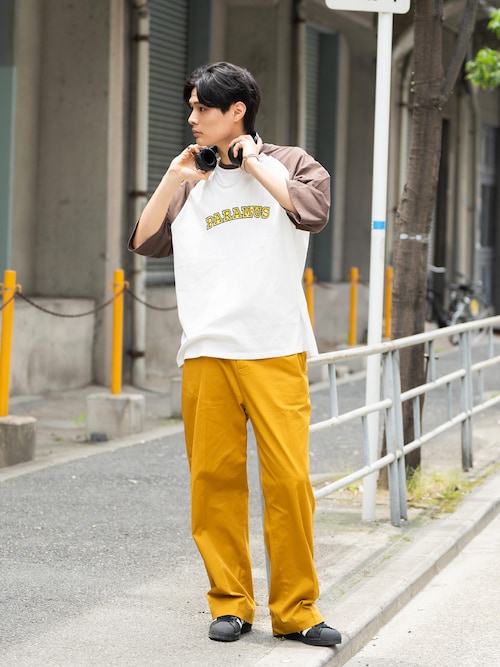 オーバーサイズ 別注 カレッジロゴプリントラグランビッグTシャツ