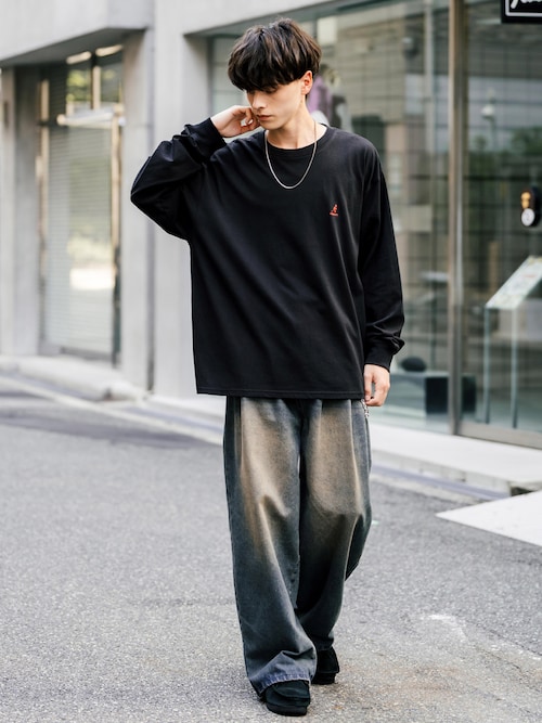 【KANGOL/カンゴール】別注コラボオーバーサイズワンポイント刺繍長袖Tシャツ/ロンT