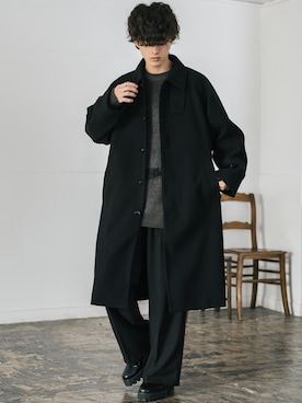 「アイテム（ステンカラーコート）」を使った、Rocky Monroeさん（メンズ・173cm）の秋コーディネート