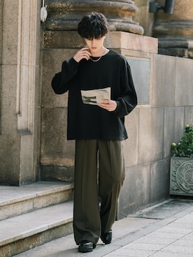 「ワッフルクルーネックＴ」｜Rocky Monroeさん（メンズ・173cm）の夏コーディネート