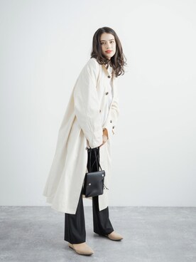 「春カラー」｜「アイテム（ステンカラーコート）」を使った、Rocky Monroeさん（メンズ・176cm）の春コーディネート