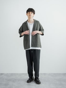 「半袖シャツ」｜「アイテム（セットアップ）」を使った、Rocky Monroeさん（メンズ・176cm）の春コーディネート