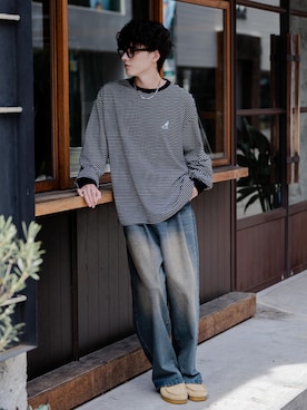 「KANGOL（カンゴール）のアイテム」を使った、Rocky Monroeさん（メンズ・173cm）の夏コーディネート