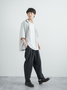 「半袖シャツ」｜「アイテム（セットアップ）」を使った、Rocky Monroeさん（メンズ・176cm）の春コーディネート