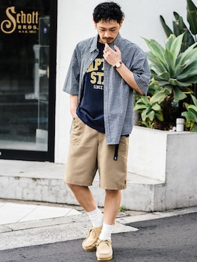 「Rocky Monroe（ロッキーモンロー）のアイテム」を使った、Rocky Monroeさん（メンズ・175cm）の夏コーディネート