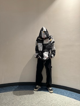 「DANKE SCHON（ダンケシェーン）のアイテム（パーカー）」を使った、ハヤカワカイさん（メンズ・173cm）の冬コーディネート