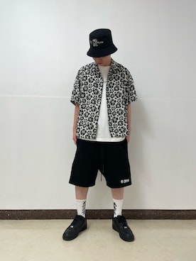 「WHITELAND（ホワイトランド）のアイテム（Tシャツ/カットソー）」を使った、ハヤカワカイさん（メンズ・173cm）の夏コーディネート